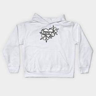 Family tattoo style original on grey Kids Hoodie